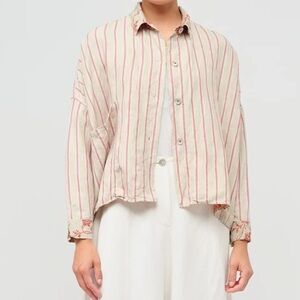 Gilda Midani Silk & Linen Pocket Shirt - Red Provence - Size‎ M